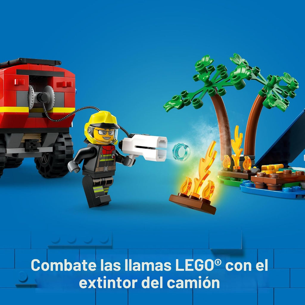 LEGO City Camión de Bomberos 4x4 con Bote de Rescate Juguete para N...