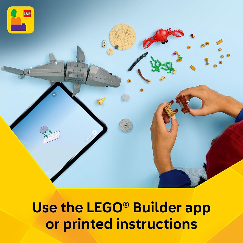 LEGO Creator - Juguete de construcción de tiburón feroz con cofre d...