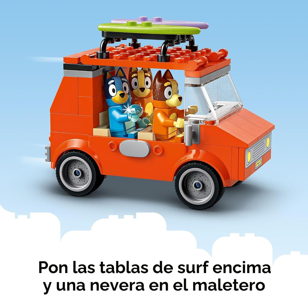 LEGO Bluey: Viaje en Auto Familiar y Playa de Bluey - Juguete de Co...