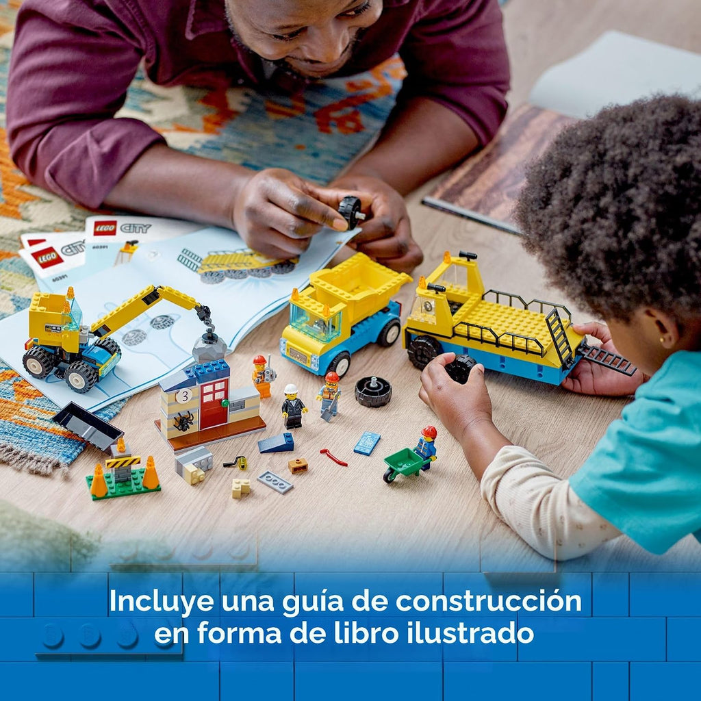 LEGO City Camiones de construcción y grúa de bola de demolición 603...