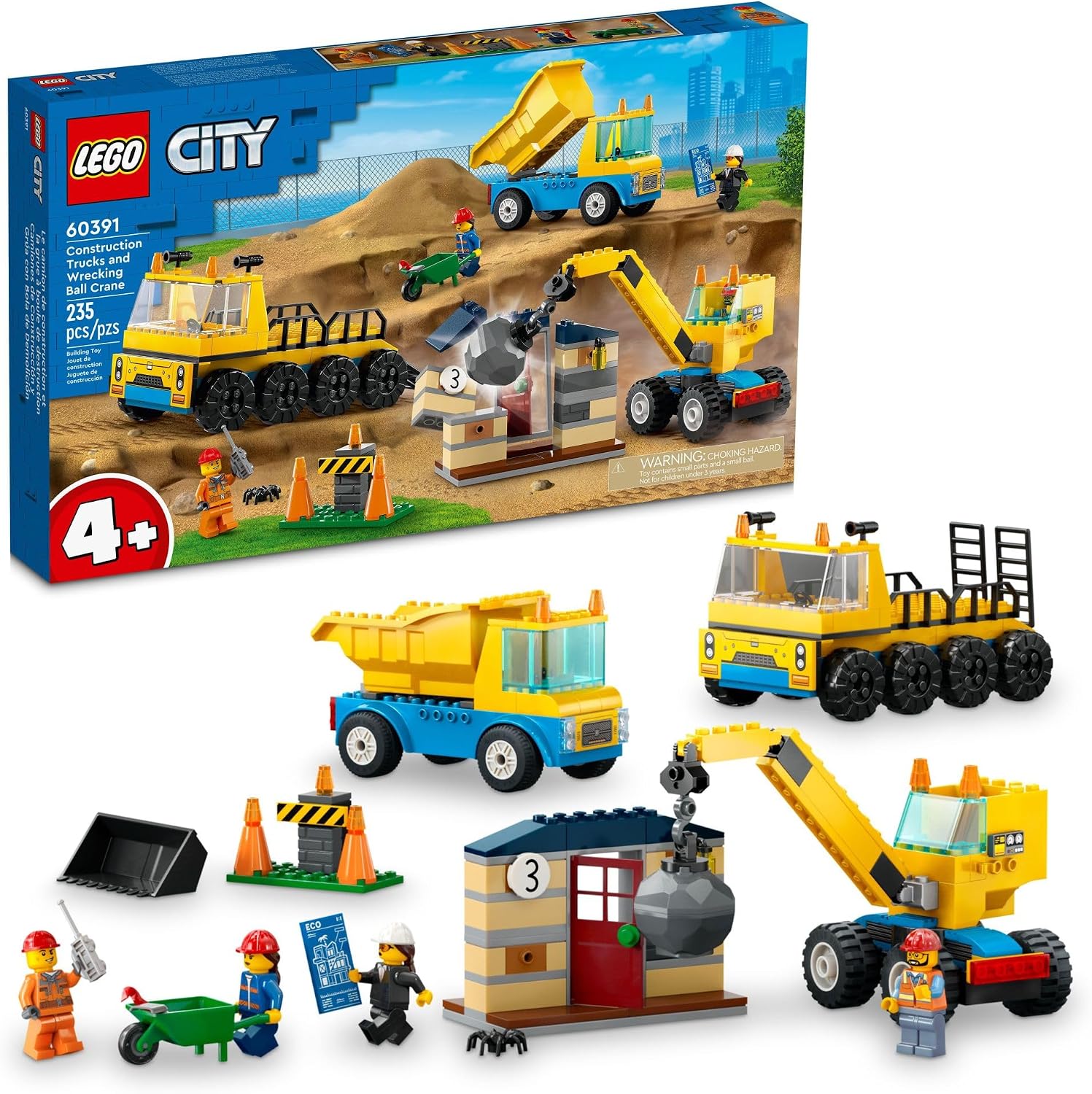 LEGO City Camiones de construcción y grúa de bola de demolición 603...