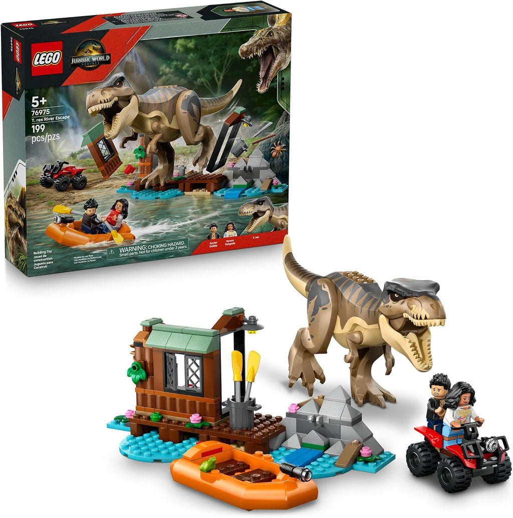 LEGO Jurassic World T. rex River Escape - Juguete de dinosaurio par...