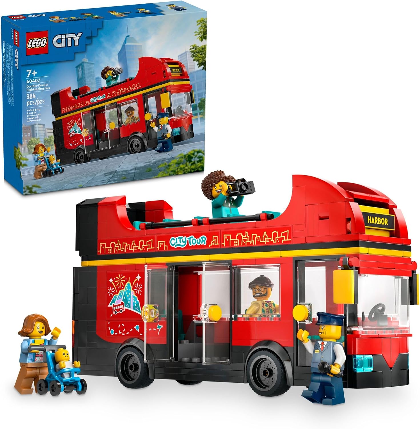 LEGO City Red - Juego de vehículos de juguete de autobús turístico...