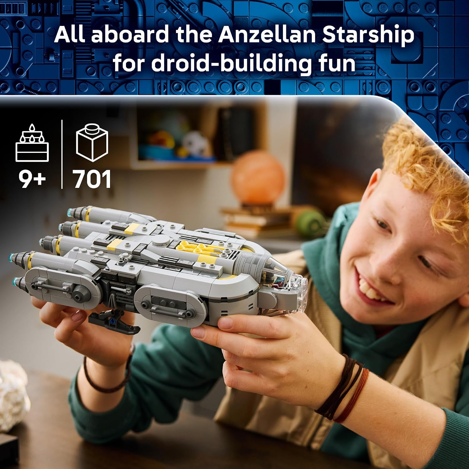 LEGO Star Wars: The Mandalorian y Grogu Anzellan Starship Building...