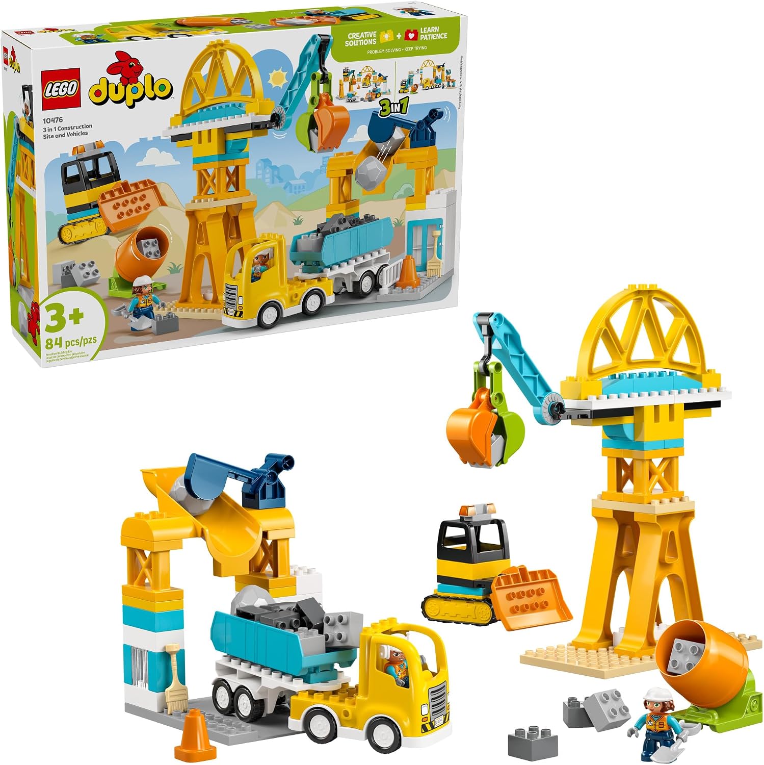 LEGO DUPLO Town 3 en 1 Sitio de Construcción y Juguetes de Vehículo...
