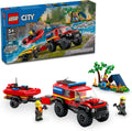 LEGO City Camión de Bomberos 4x4 con Bote de Rescate Juguete para N...