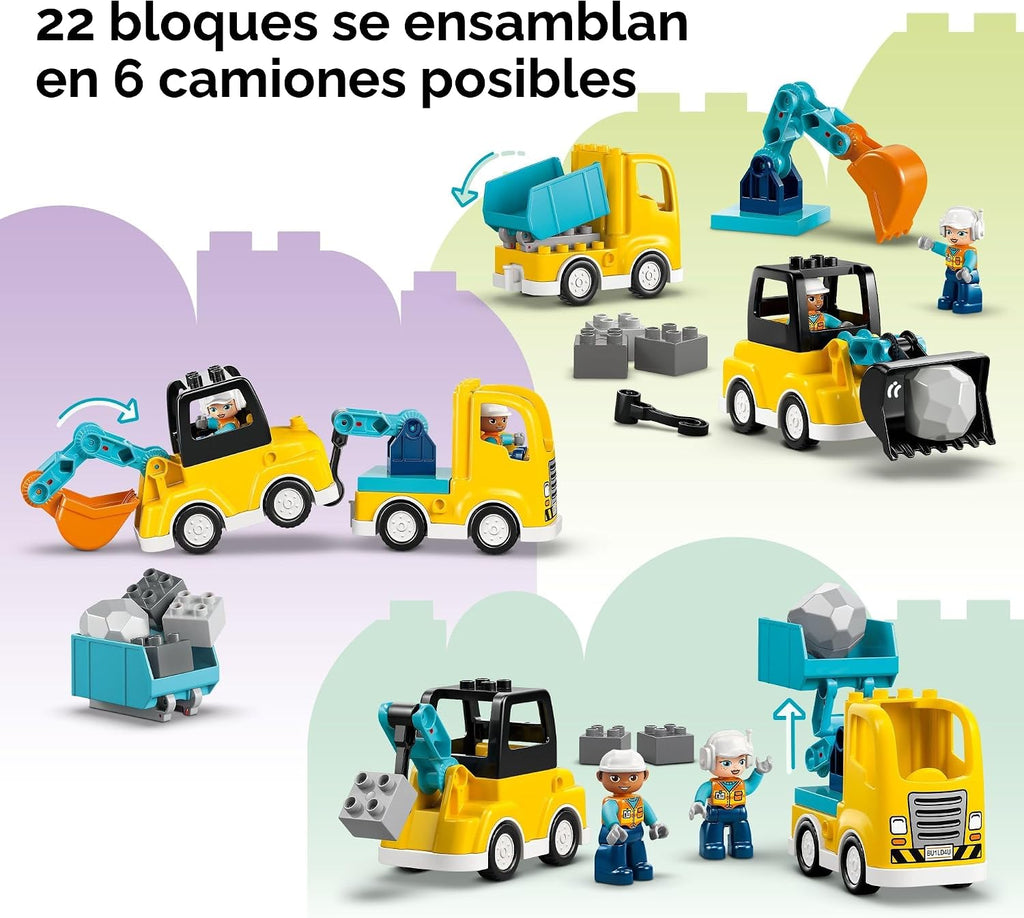 LEGO DUPLO Town - Vehículos de construcción 3 en 1 para niños peque...