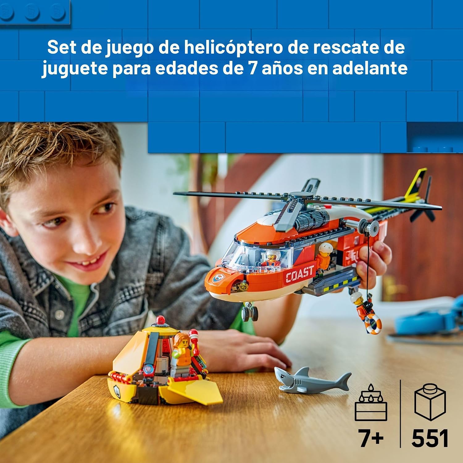 LEGO City Coast Guard Helicóptero de juguete de construcción para n...