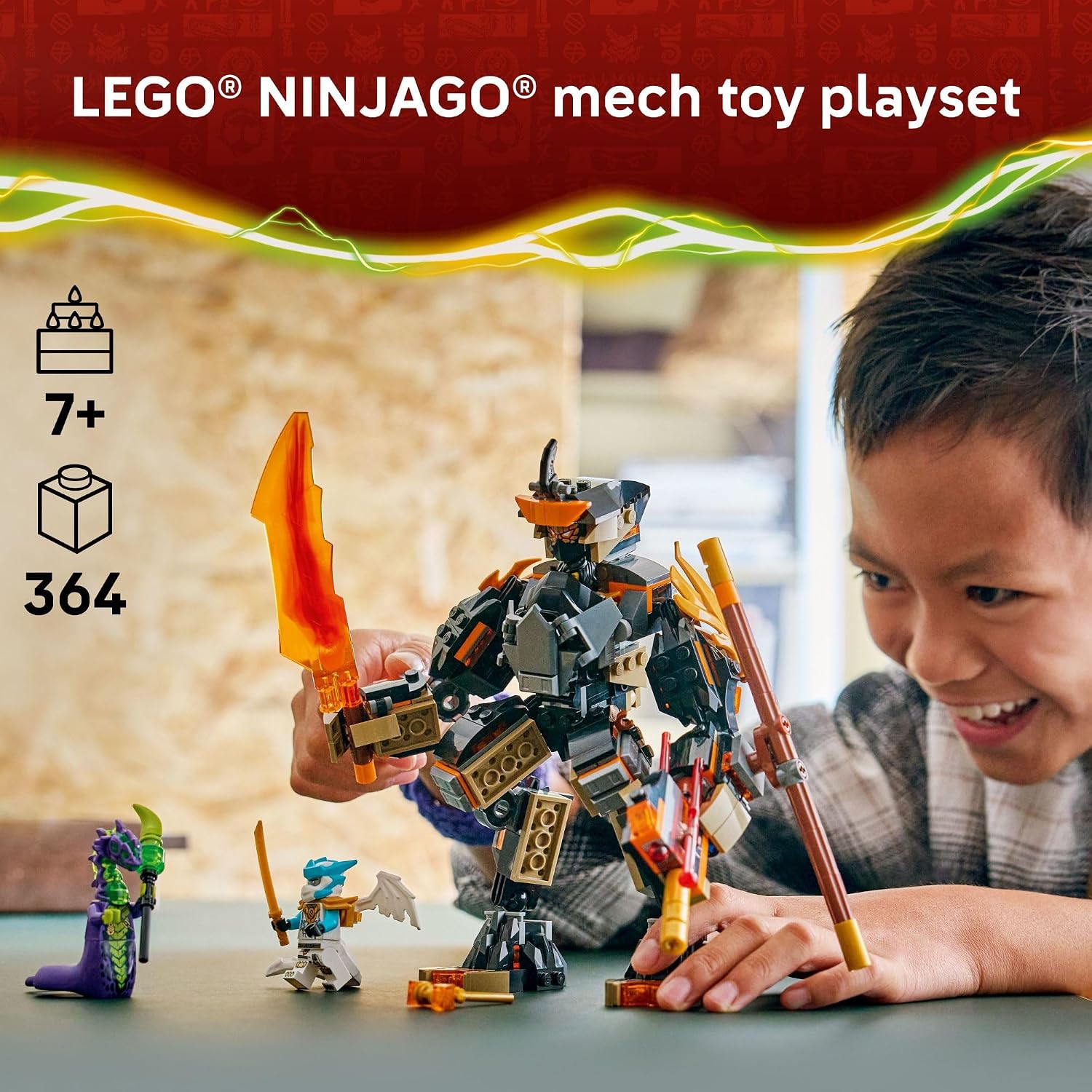 LEGO NINJAGO Cole's Mission Mech &amp; Dragon Zane - Juguete de...