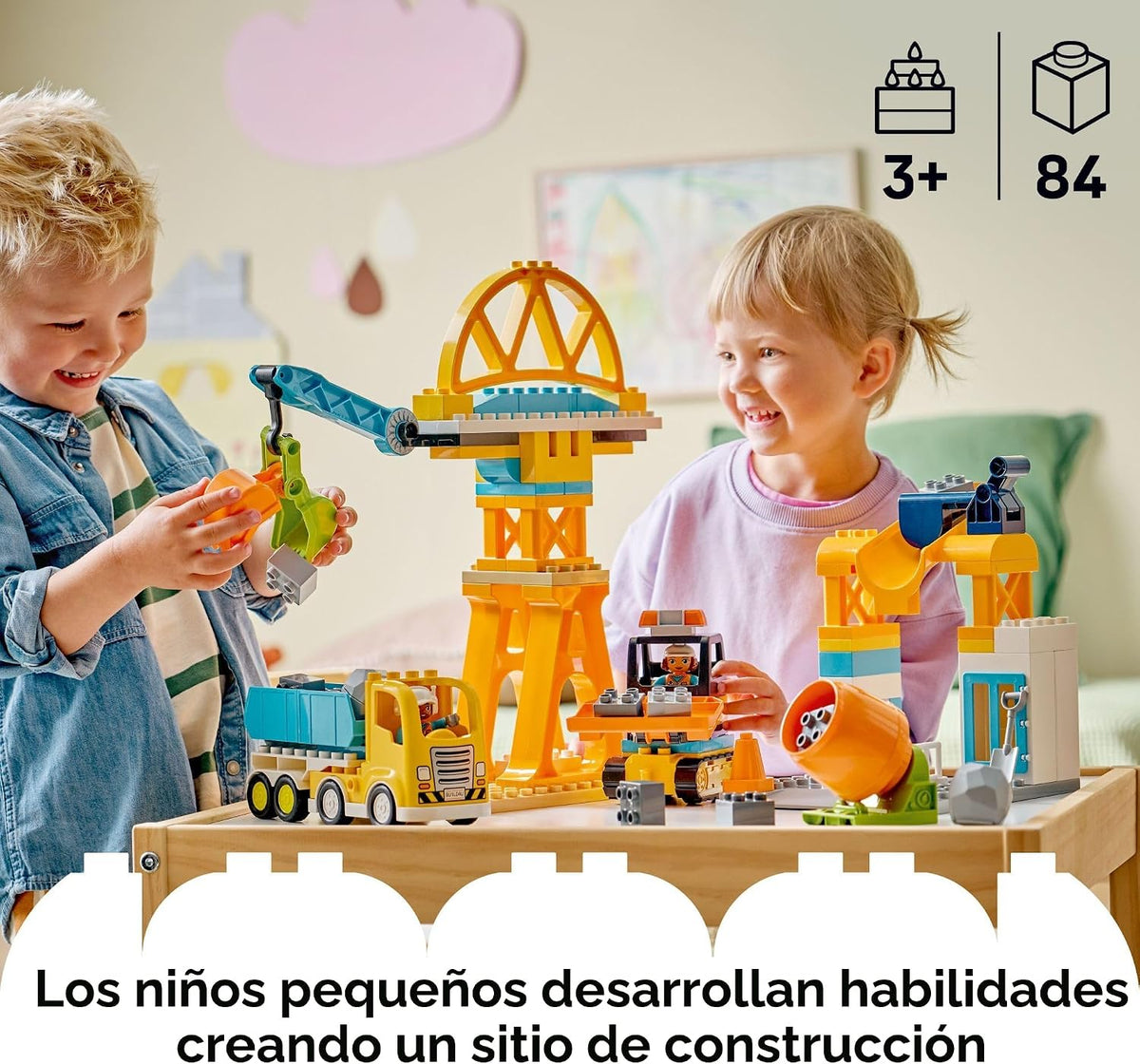 LEGO DUPLO Town 3 en 1 Sitio de Construcción y Juguetes de Vehículo...