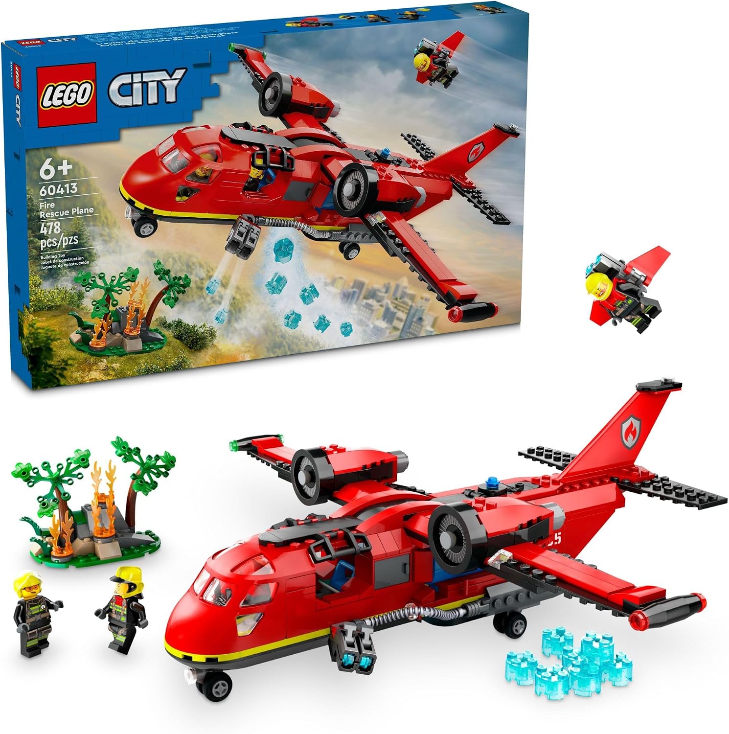 LEGO City Avión de Rescate de Bomberos - Juego de Bloques de Constr...