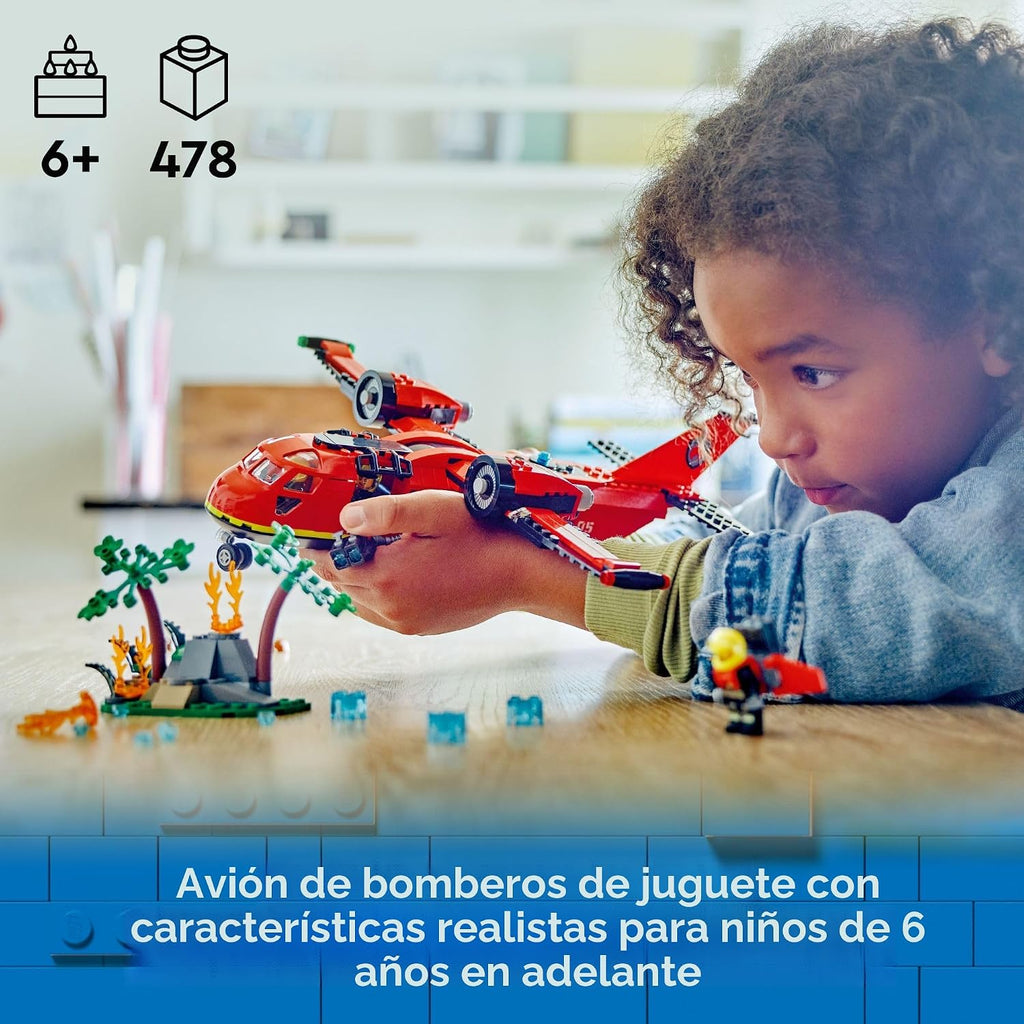 LEGO City Avión de Rescate de Bomberos - Juego de Bloques de Constr...