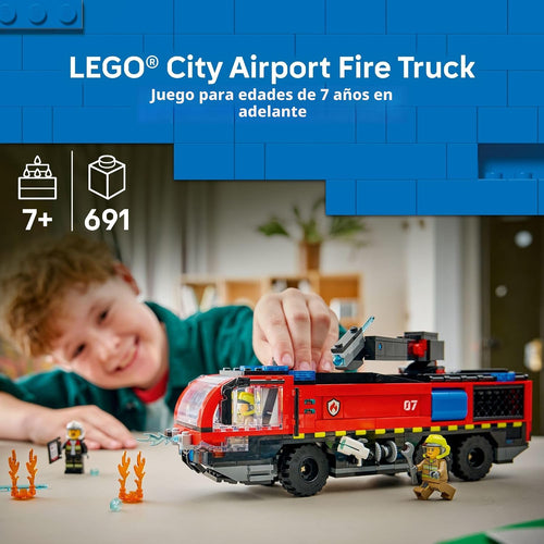 Coche de bomberos del aeropuerto de LEGO City para niños, juguete d...