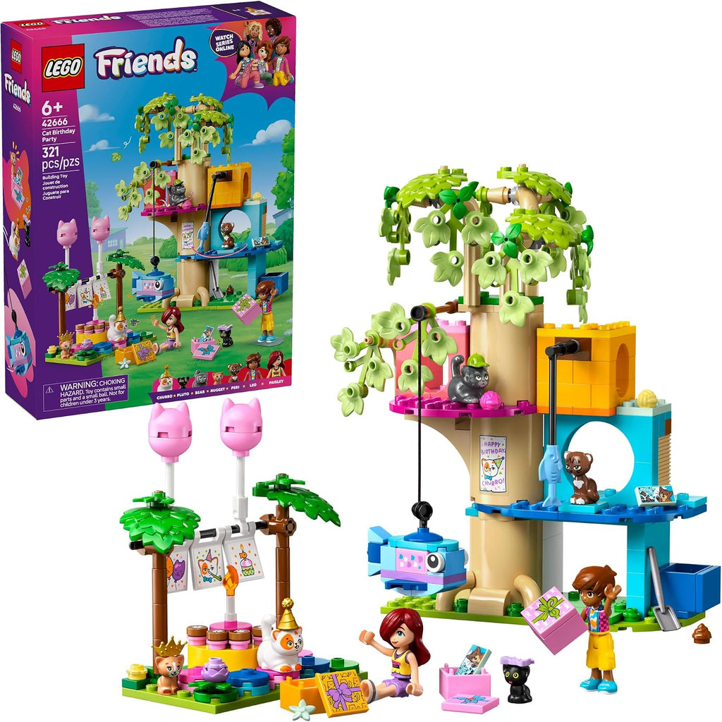 LEGO Friends Cat - Juguete de construcción de casa de árbol y fiest...
