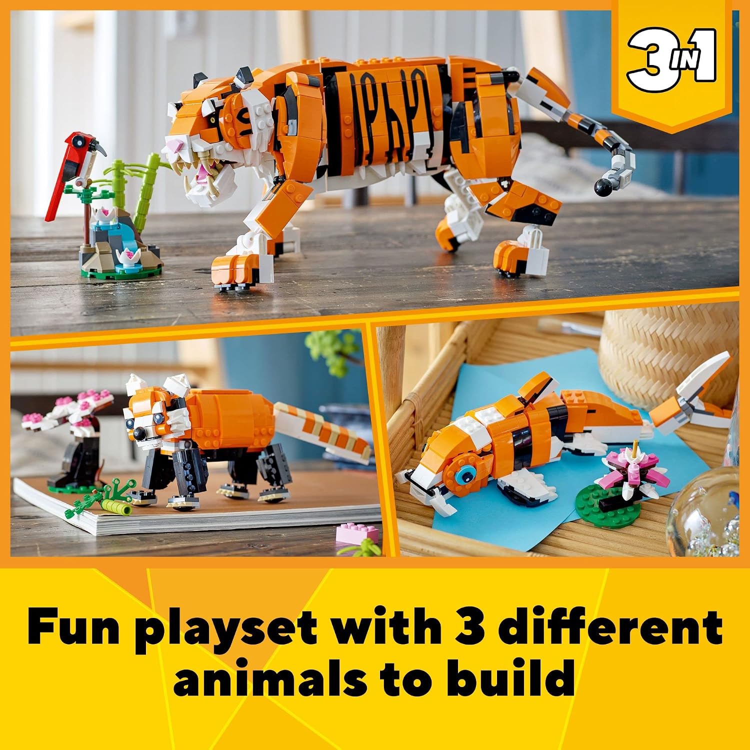 LEGO Creator 31129 - Juego de construcción de tigre majestuoso 3 en...