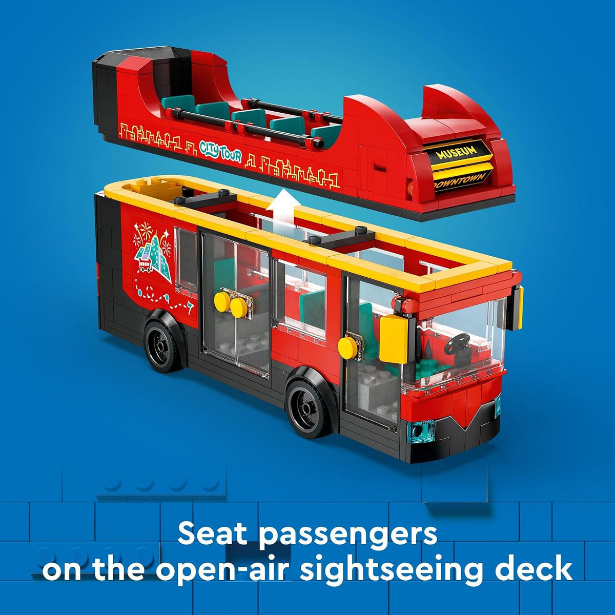 LEGO City Red - Juego de vehículos de juguete de autobús turístico...