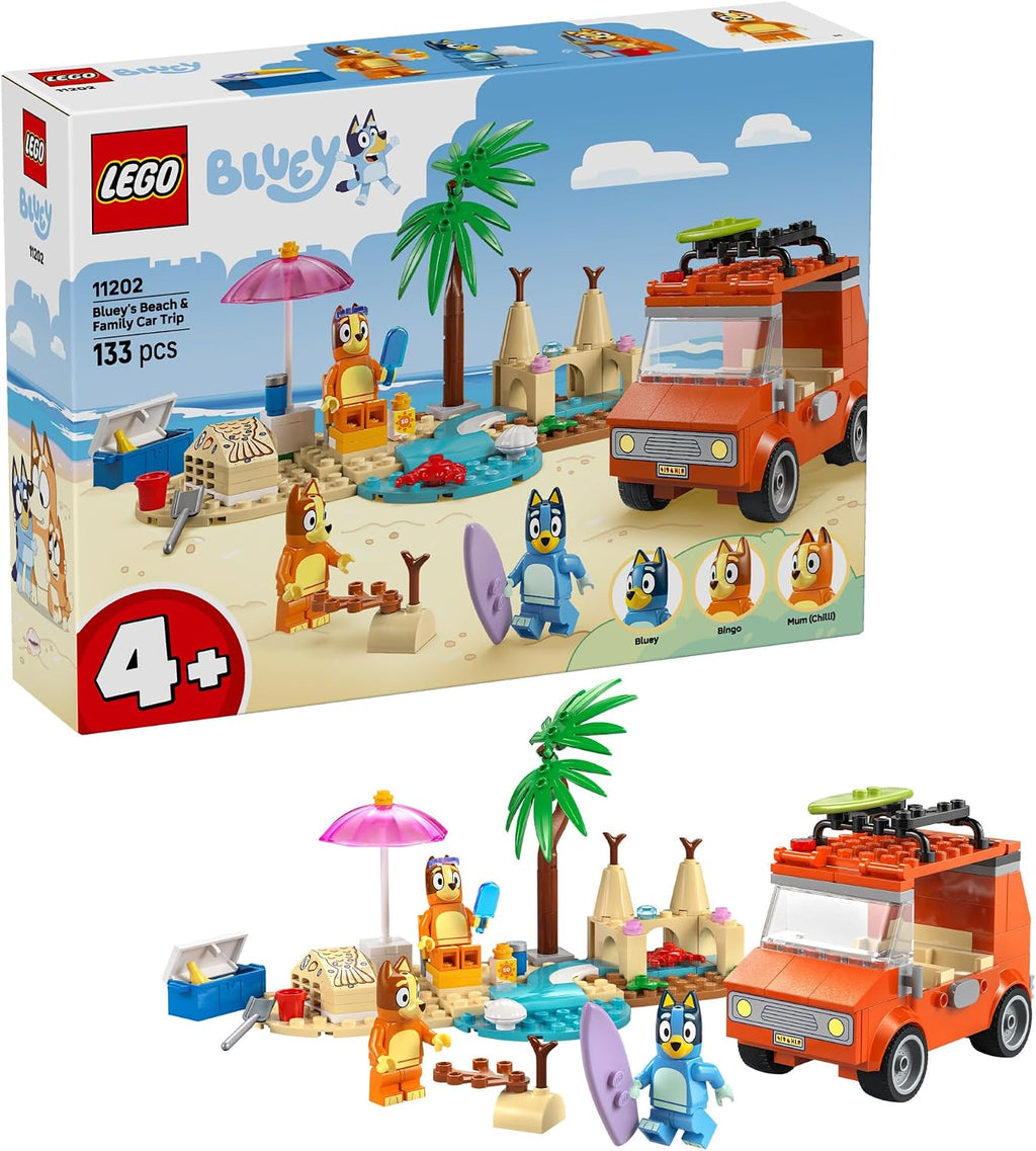 LEGO Bluey: Viaje en Auto Familiar y Playa de Bluey - Juguete de Co...