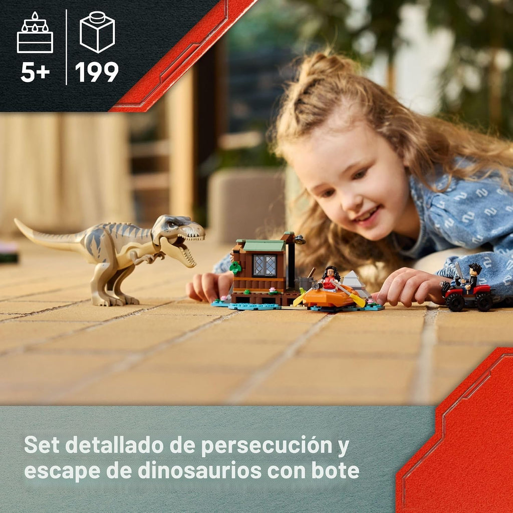 LEGO Jurassic World T. rex River Escape - Juguete de dinosaurio par...