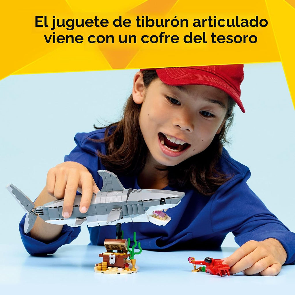 LEGO Creator - Juguete de construcción de tiburón feroz con cofre d...