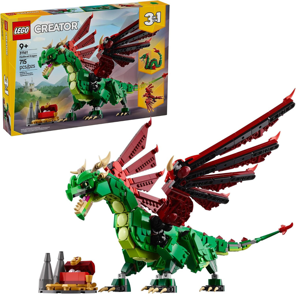 LEGO Creator 31161 - Juguete medieval de dragón 3 en 1, juguete de...