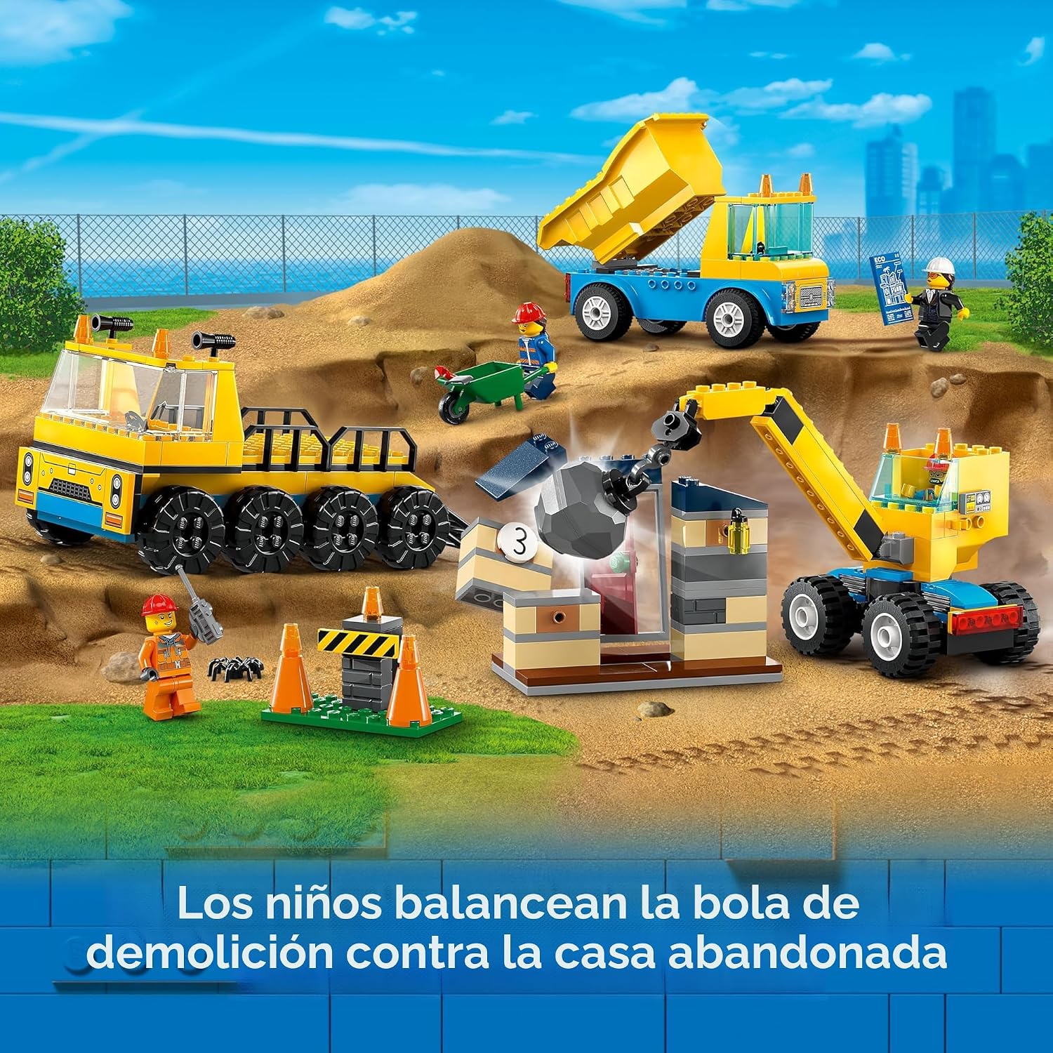 LEGO City Camiones de construcción y grúa de bola de demolición 603...